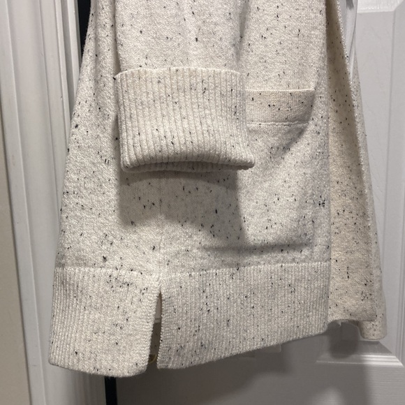 NWOT - LOFT Ribbed Knit Cream Marine Navy Speckled Open Pocket Cardigan … - Picture 11 of 11